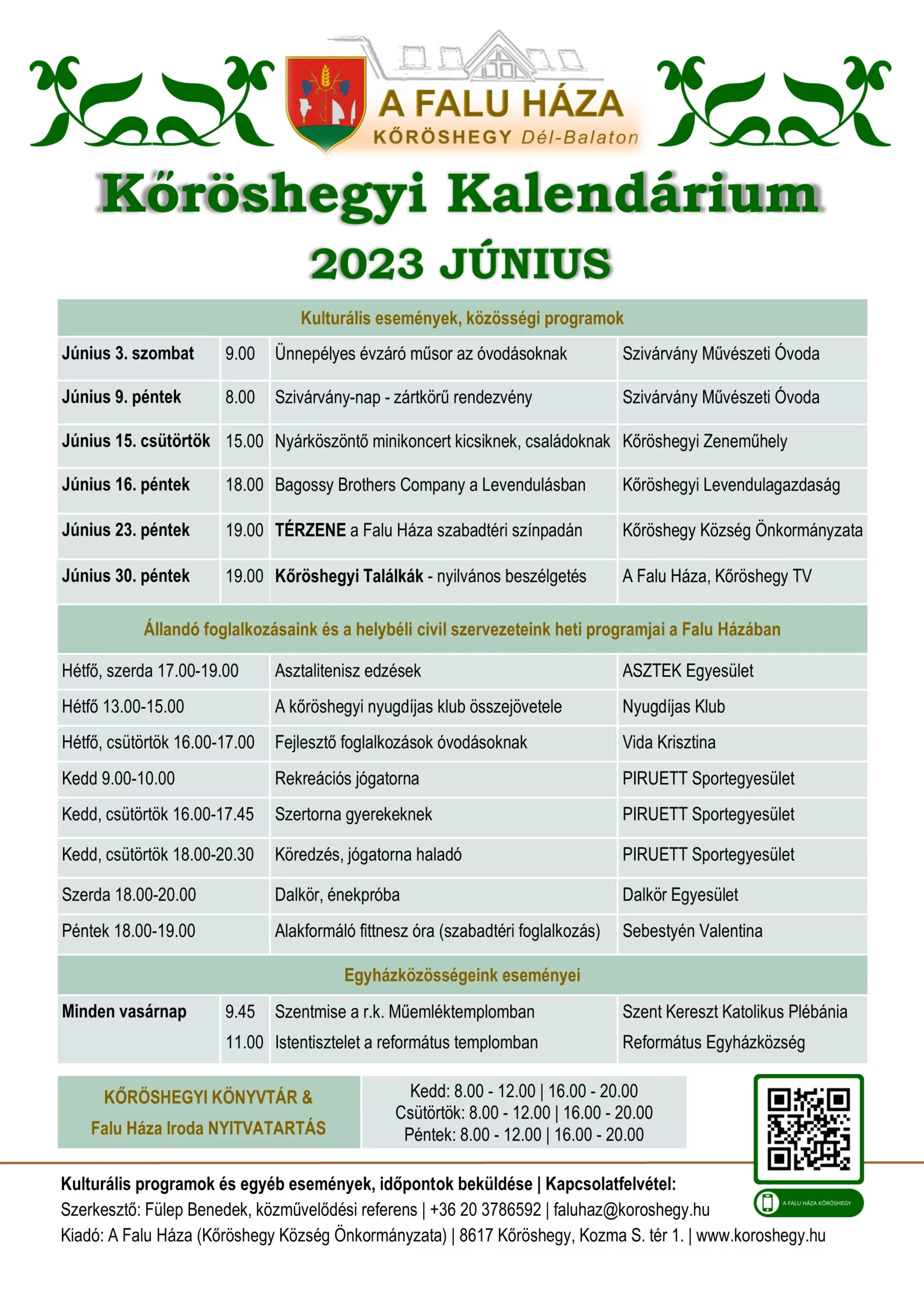 Kőröshegyi Kalendárium 2023 június