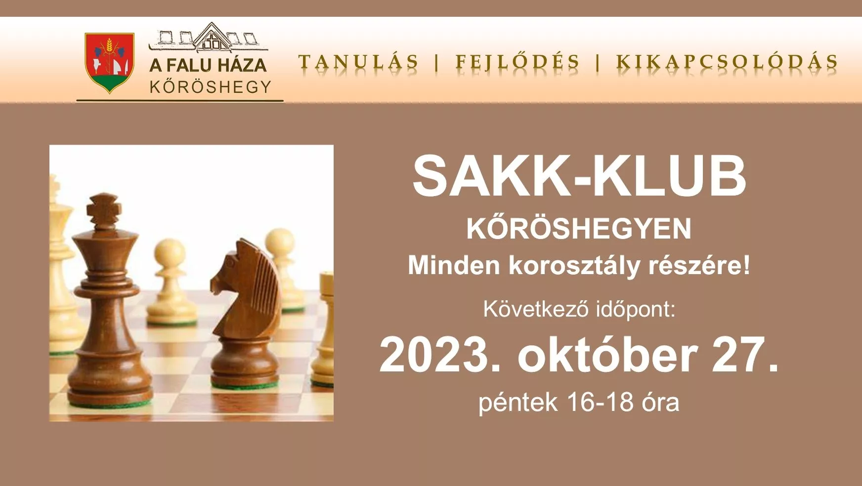 Sakk-klub és Könyvtár Mozi október 27-én a Falu Házában