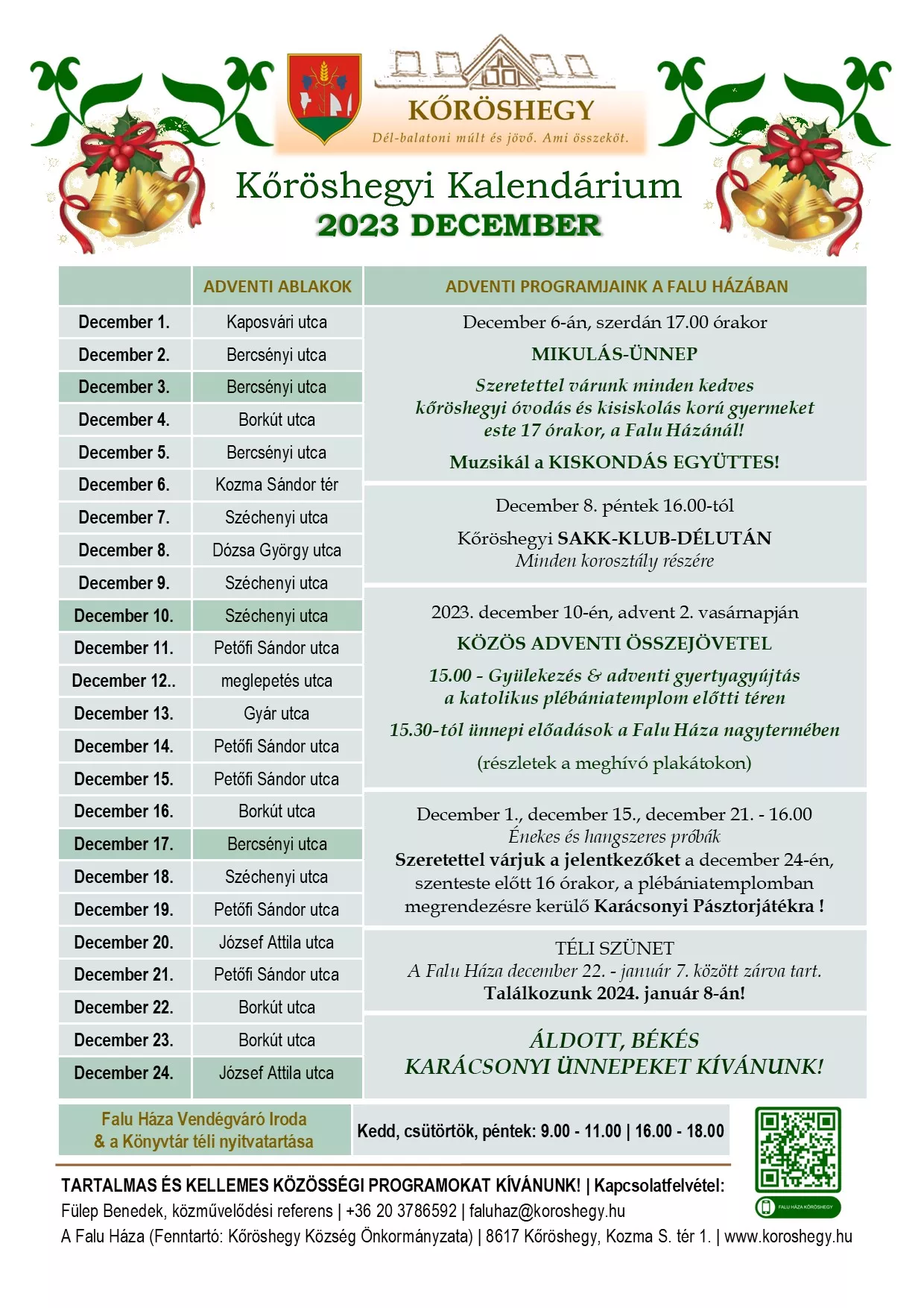 Kőröshegyi Kalendárium 2023 december