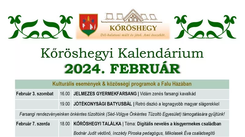 Kőröshegyi kalendárium 2024 február