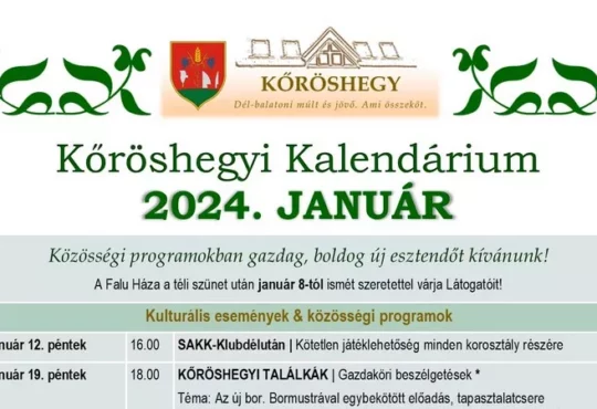 Kőröshegyi Kalendárium 2024 január