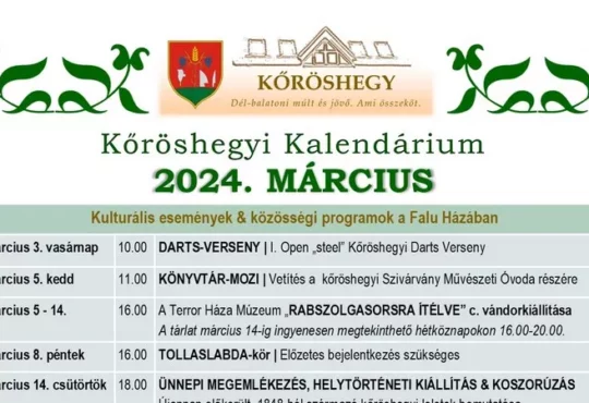 Kőröshegyi Kalendárium 2024 március