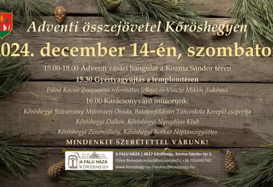 Közös adventi összejövetel a faluközpontban december 14-én!